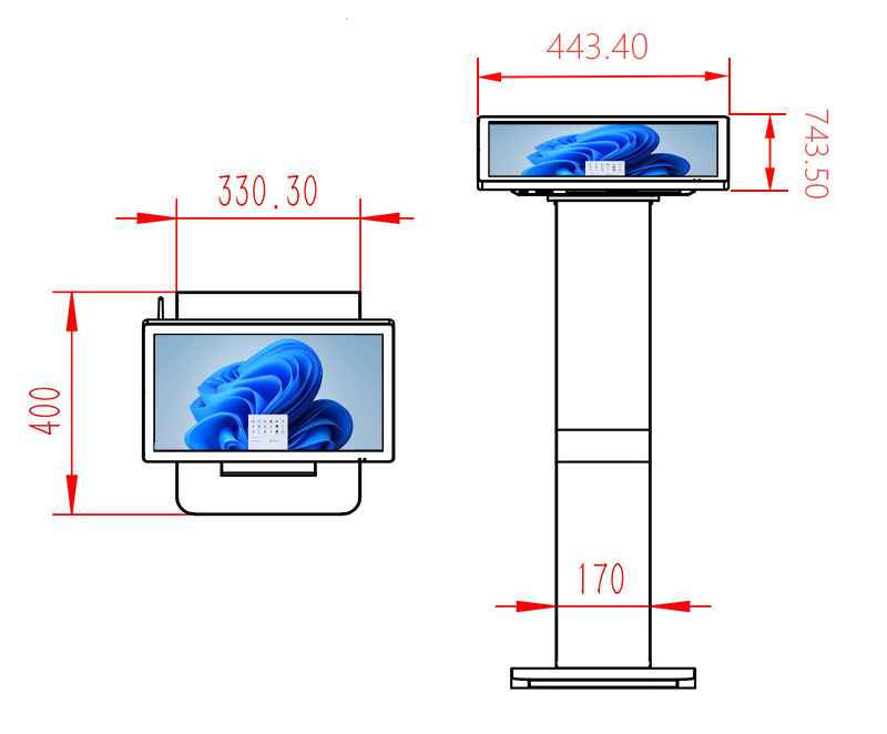 卧式广告机windows电容触摸