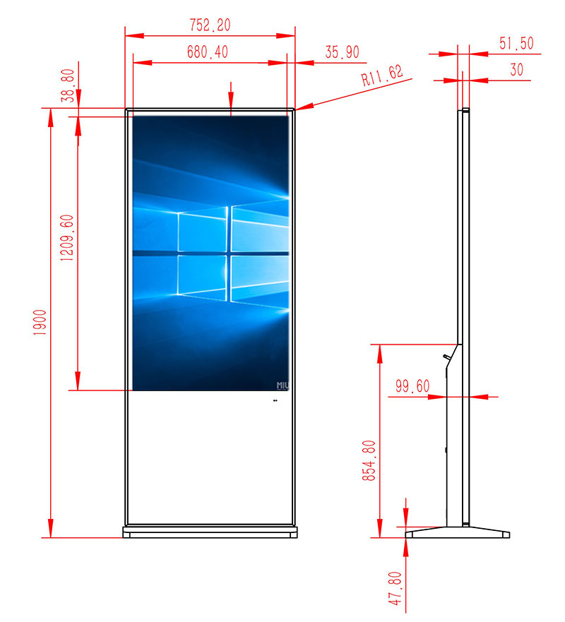 55寸影楼相片展示立式windows红外触摸一体机